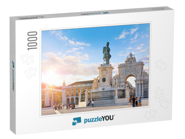 Lisbon, Portugal. King Jose I Statue At Praca Do Comercio... Jigsaw Puzzle with 1000 pieces