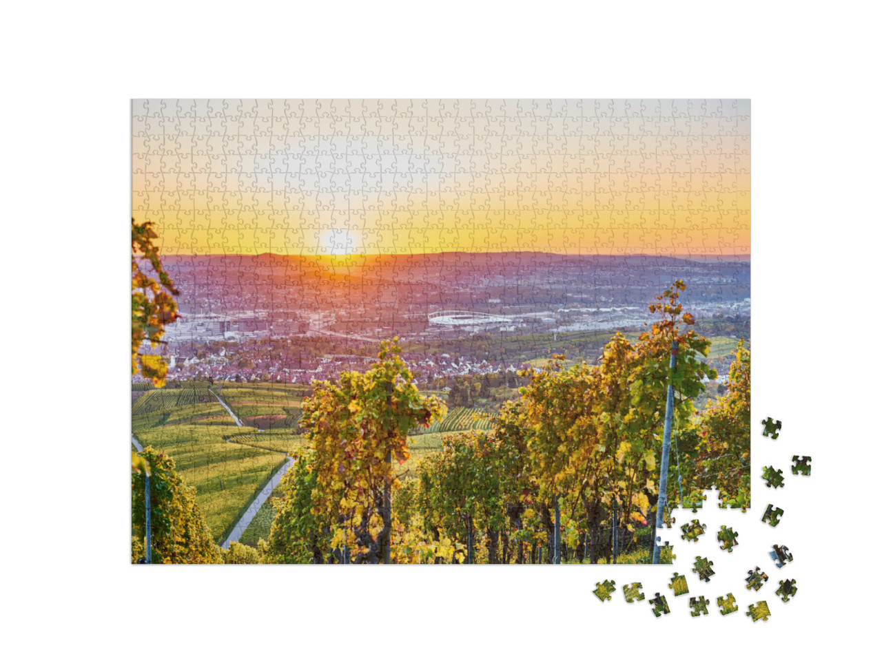 Vineyards in Stuttgart - Colorful Wine Growing Region in... Jigsaw Puzzle with 1000 pieces