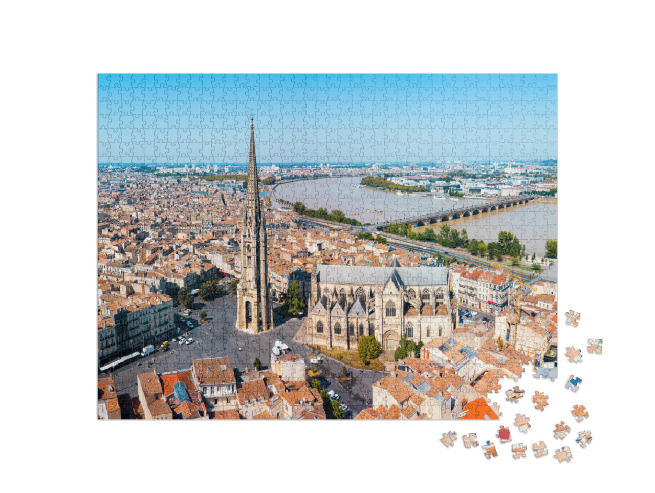 Bordeaux Aerial Panoramic View. Bordeaux is a Port City o... Jigsaw Puzzle with 1000 pieces