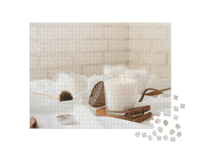 Home Decoration & Interior. Beautiful Burning Candles wit... Jigsaw Puzzle with 1000 pieces