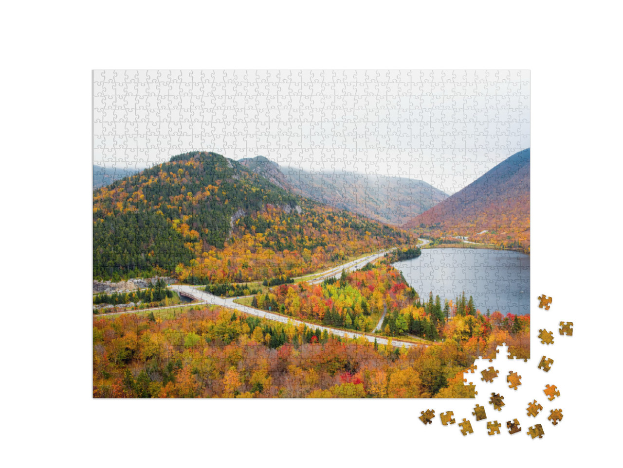 Franconia Notch & Echo Lake, New Hampshire in Autumn... Jigsaw Puzzle with 1000 pieces