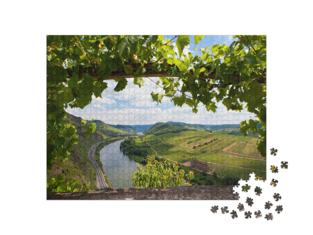 Panoramic View of Moselle Valley in Germany. Vineyards &... Jigsaw Puzzle with 1000 pieces