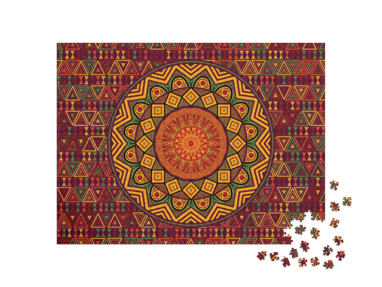 Africa Mandala Circular Pattern in Colorful Pattern. Poly... Jigsaw Puzzle with 1000 pieces