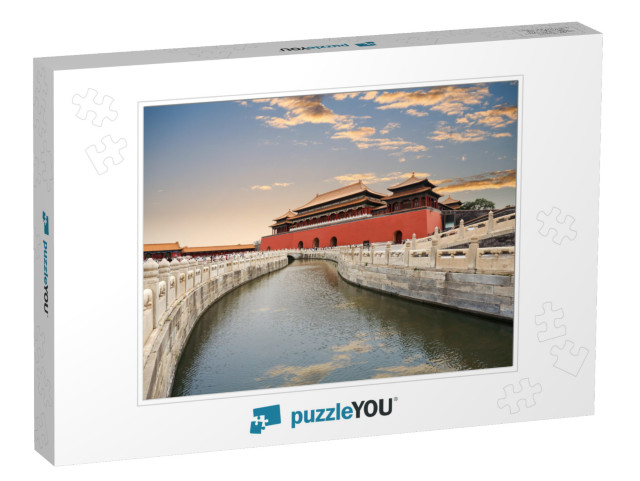 The Forbidden City, Gold Water Bridge with Sunset Glow in... Jigsaw Puzzle