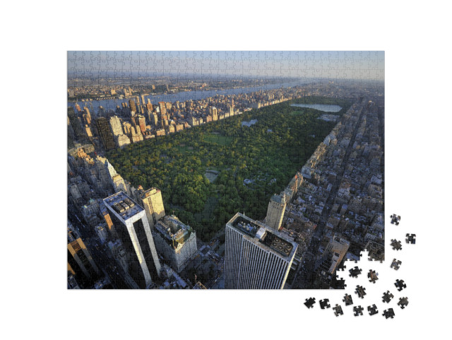 Central Park Aerial View, Manhattan, New York Park is Sur... Jigsaw Puzzle with 1000 pieces