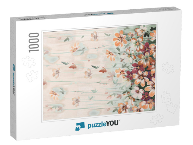 The Amazing Fabric Abstract Background, Halftone Flowers... Jigsaw Puzzle with 1000 pieces