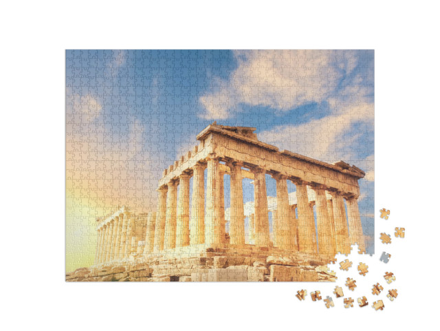 Acropolis in Athens, Greece. Parthenon Temple on a Sunset... Jigsaw Puzzle with 1000 pieces