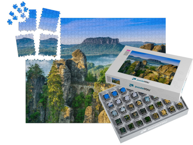 Bridge Named Bastei in Saxon Switzerland, At Sunrise & th... | SMART SORTED® | Jigsaw Puzzle with 1000 pieces