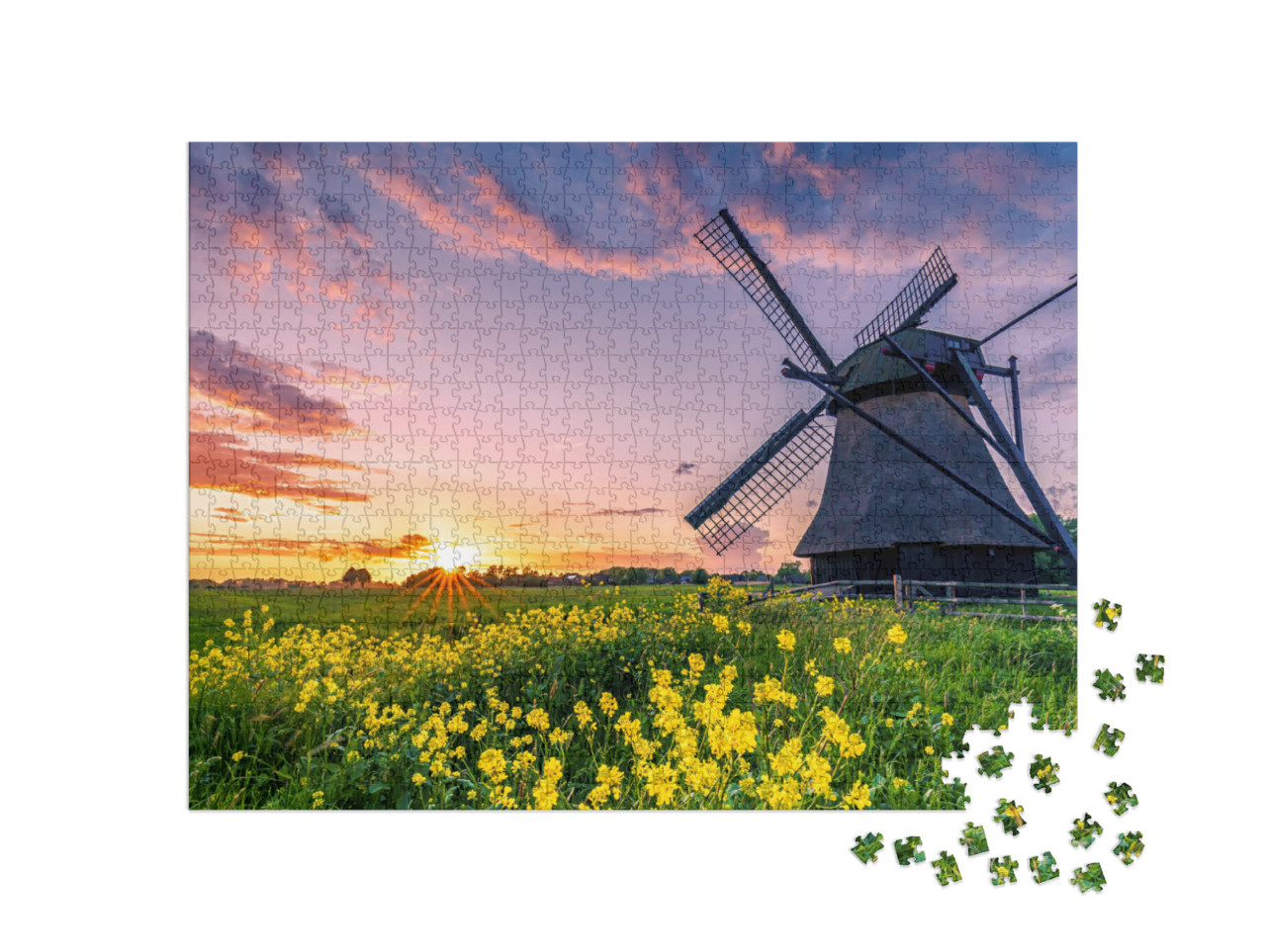 Water Scoop Mill in East Friesland North Germany, Traditi... Jigsaw Puzzle with 1000 pieces