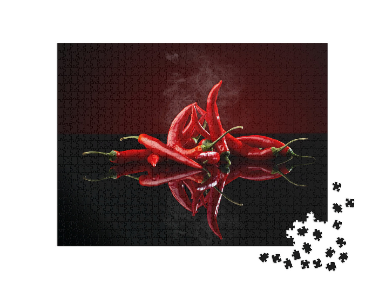 Beam of Red Chili Pepper on Black Background... Jigsaw Puzzle with 1000 pieces