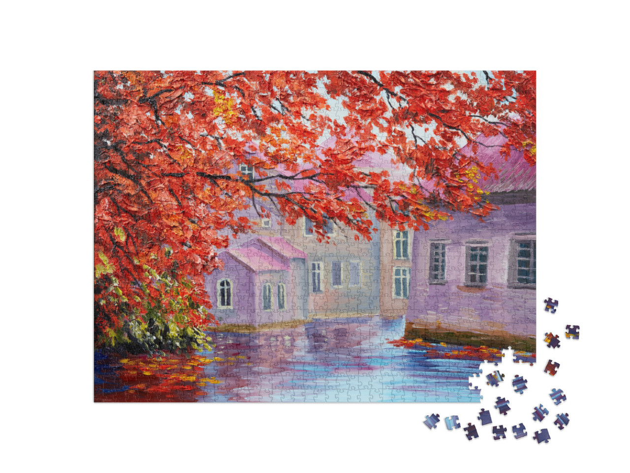 Oil Painting, Colorful Autumn Trees, Impressionism Art... Jigsaw Puzzle with 1000 pieces