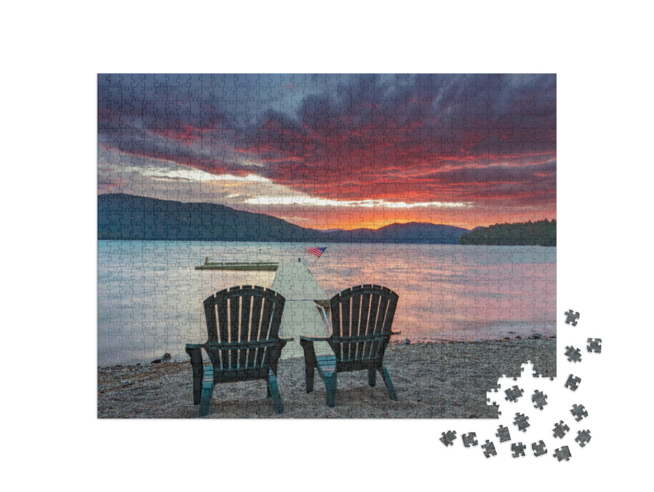 Sunset View Into Whitefish Lake in Whitefish, Montana, Us... Jigsaw Puzzle with 1000 pieces