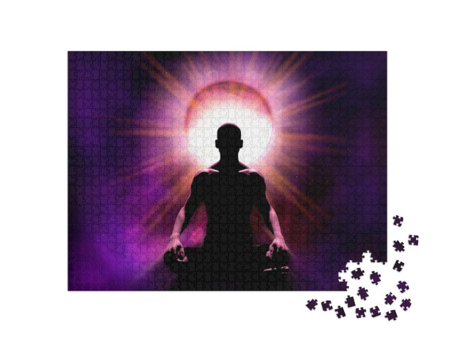 Universal Psychic Mind Power of Meditation. the Silhouett... Jigsaw Puzzle with 1000 pieces