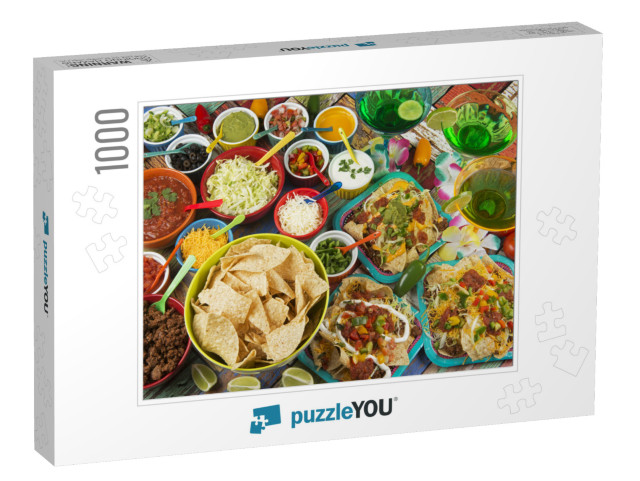 Mexican Food Nacho Buffet Photo Collage Jigsaw Puzzle with 1000 pieces