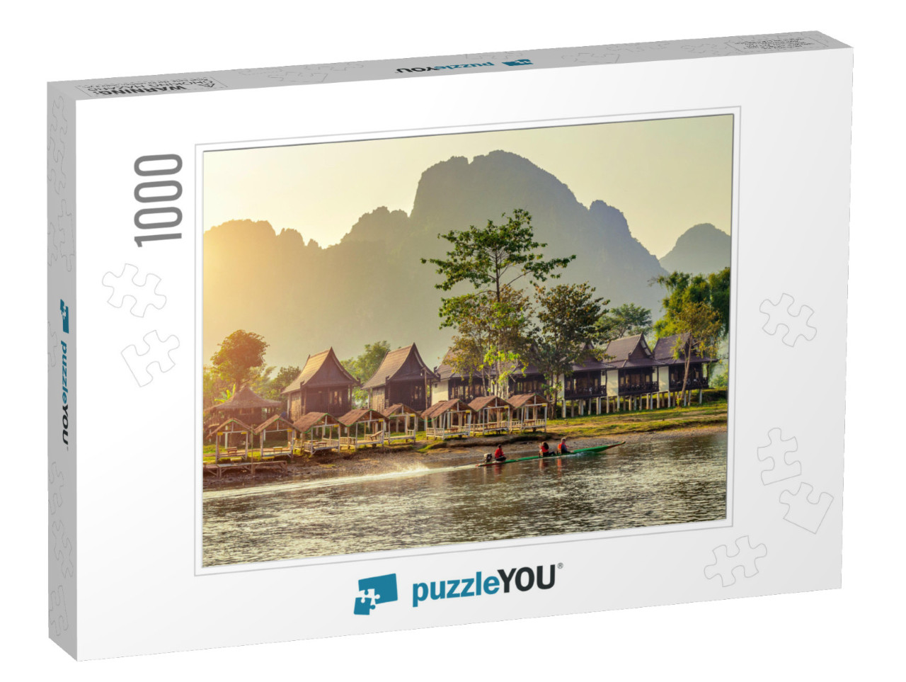 Village & Bungalows Along Nam Song River in Vang Vieng, L... Jigsaw Puzzle with 1000 pieces