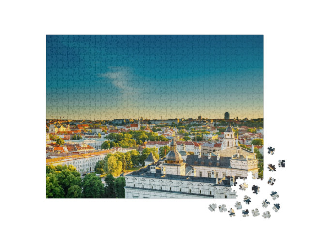 Sunset Sunrise Cityscape of Vilnius, Lithuania in Summer... Jigsaw Puzzle with 1000 pieces