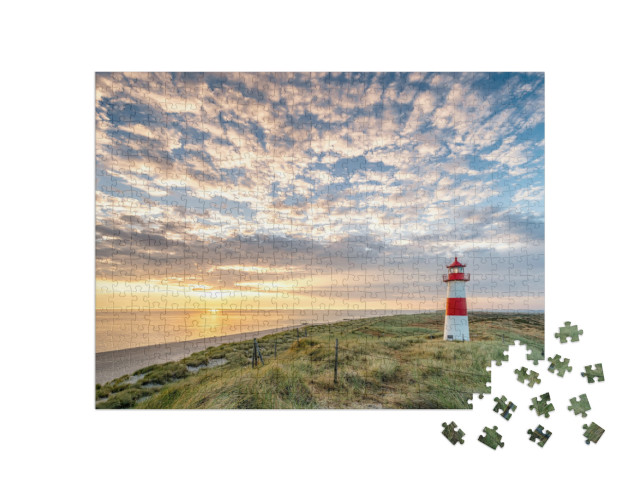 Red Lighthouse on the Island of Sylt in North Frisia, Sch... Jigsaw Puzzle with 500 pieces