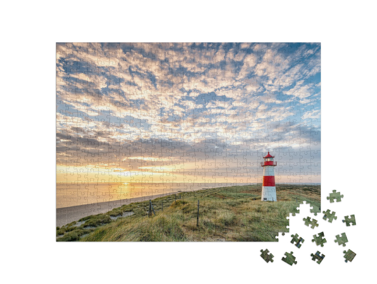 Red Lighthouse on the Island of Sylt in North Frisia, Sch... Jigsaw Puzzle with 500 pieces