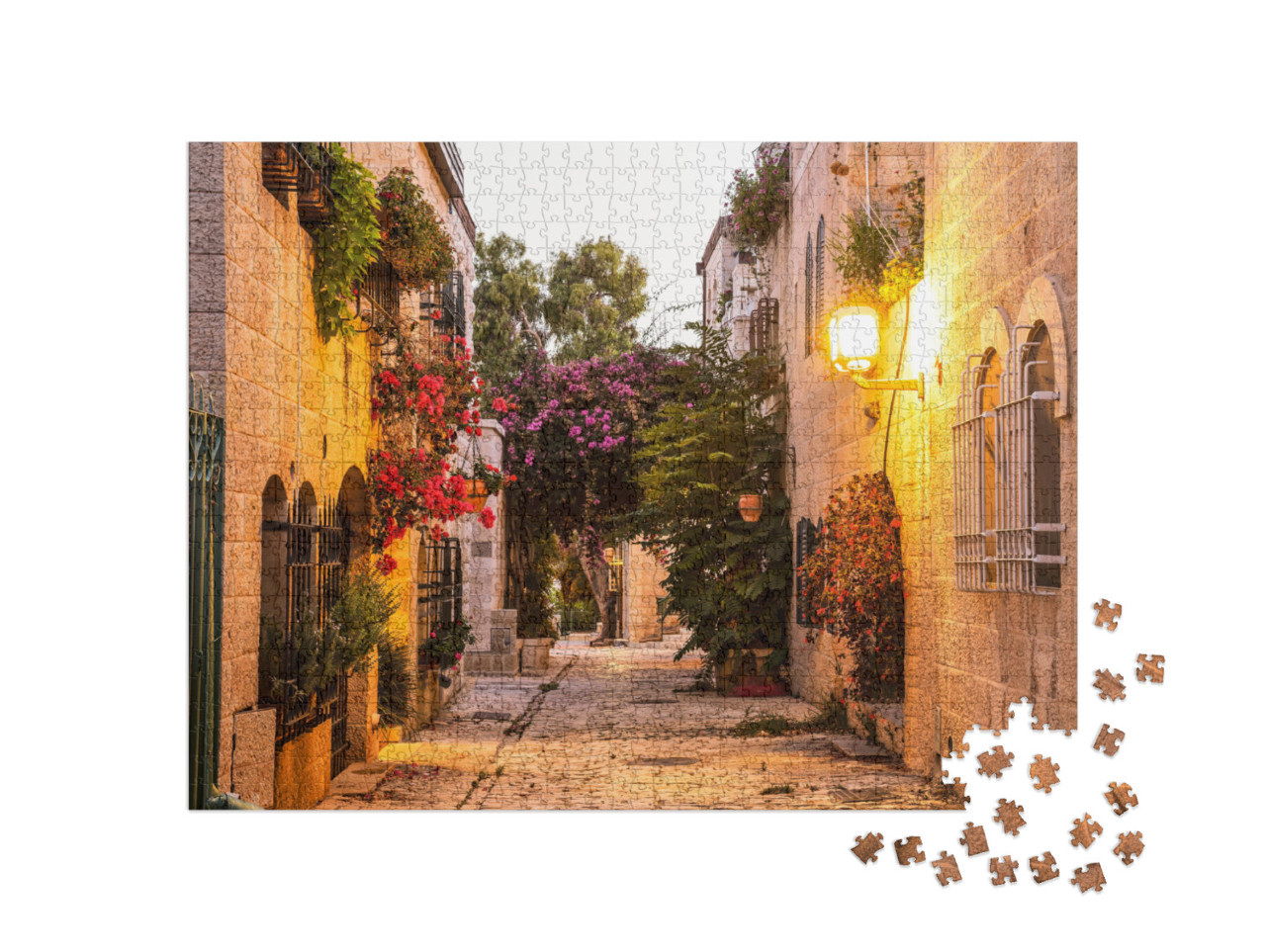 Mishkenot Shaananim - Old Area of Jerusalem in the Evenin... Jigsaw Puzzle with 1000 pieces