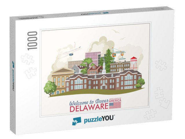 Delaware Vector Illustration with Colorful Detailed Lands... Jigsaw Puzzle with 1000 pieces