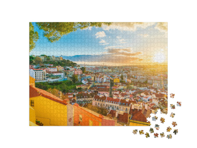 Panoramic View of Lisbon At Sunset, Portugal... Jigsaw Puzzle with 1000 pieces