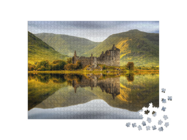 Kilchurn Castle Reflections in Loch Awe At Sunset, Scotla... Jigsaw Puzzle with 1000 pieces