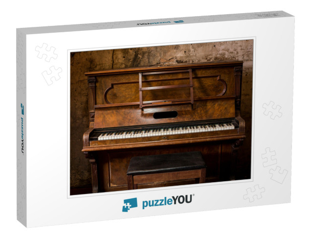 Old Wooden Piano Keys on Wooden Musical Instrument in Fro... Jigsaw Puzzle