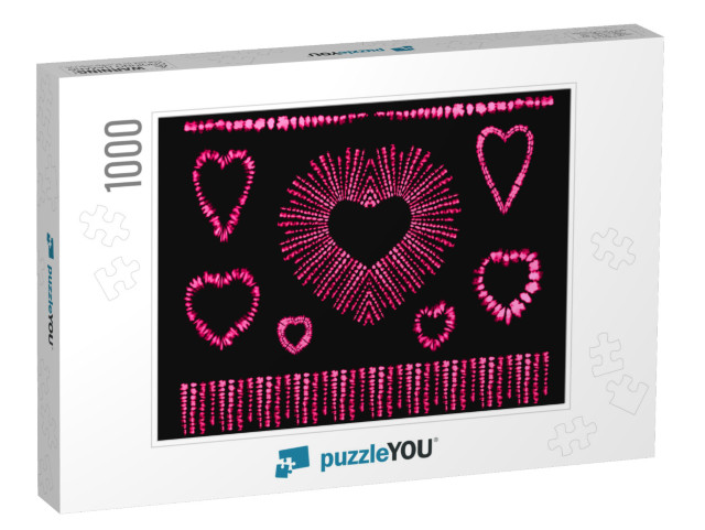 Red Heart Tie Dye. Valentines Day. Art Brushes. Print in... Jigsaw Puzzle with 1000 pieces