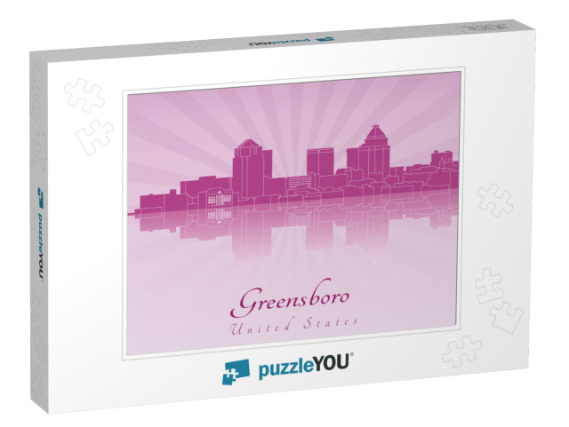 Greensboro Skyline in Purple Radiant Orchid in Editable V... Jigsaw Puzzle