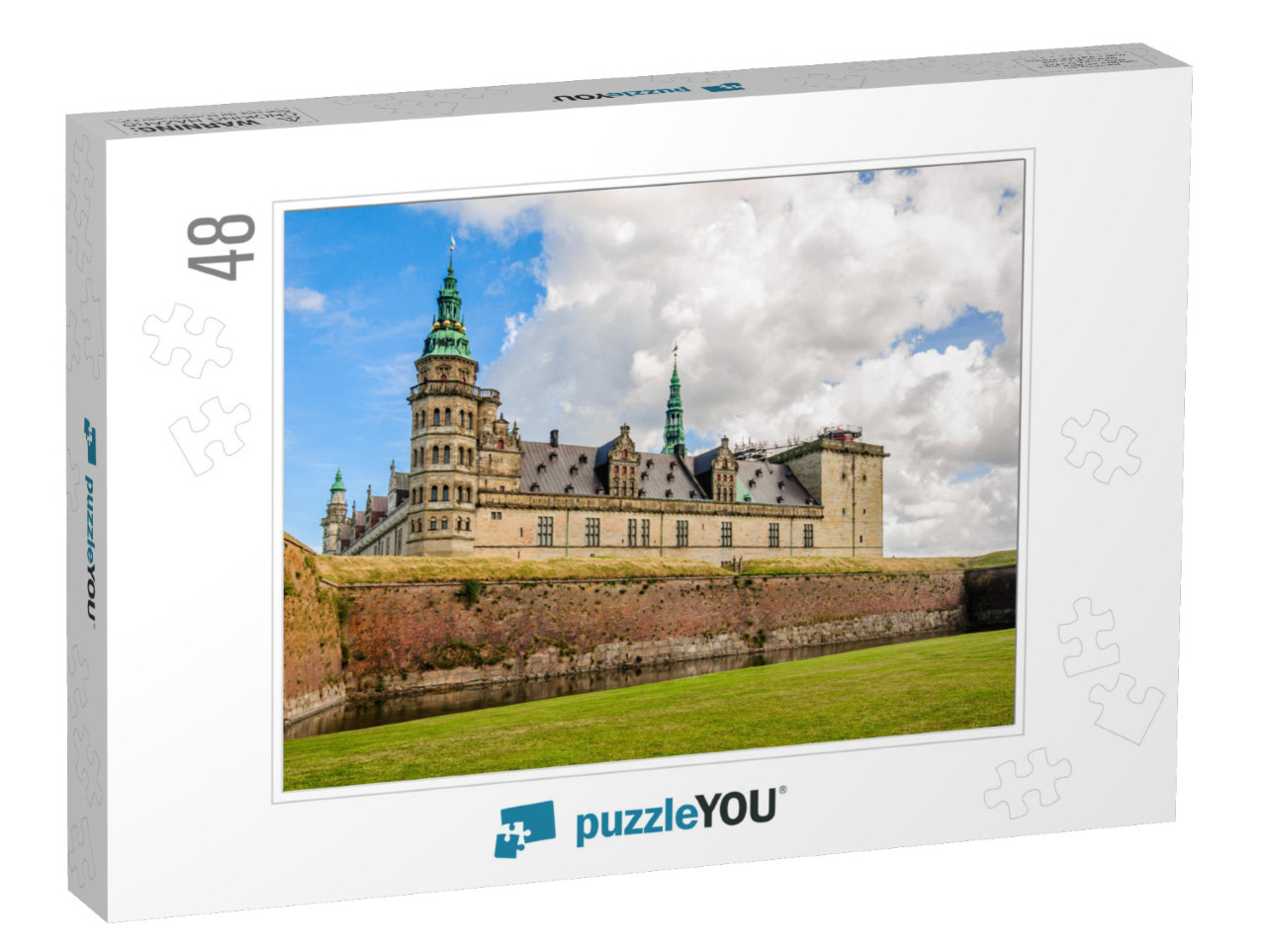 Panoramic View to the Bricks Wall Around Kronborg Castle... Jigsaw Puzzle with 48 pieces