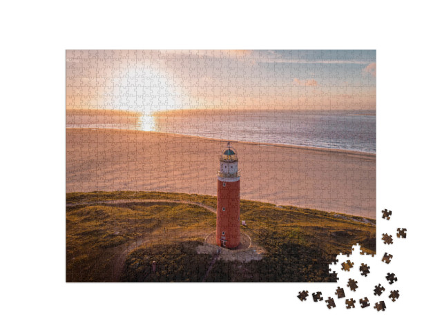 Texel Lighthouse During Sunset Netherlands Dutch Island T... Jigsaw Puzzle with 1000 pieces