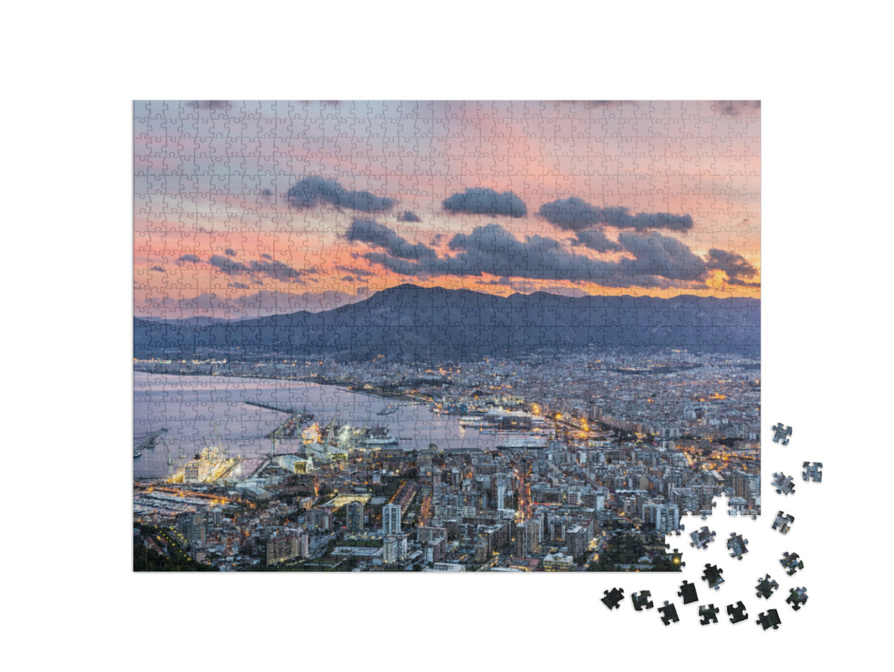 Aerial View of Palermo At Sunset, Italy... Jigsaw Puzzle with 1000 pieces