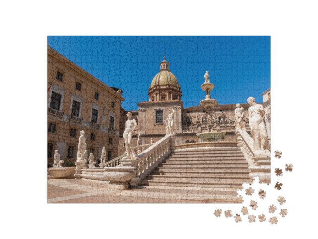 Fontana Pretoria on Piazza Pretoria, Palermo, Sicily, Ita... Jigsaw Puzzle with 1000 pieces