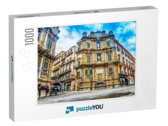 Quattro Canti, Piazza Vigliena, is a Baroque Square in Pa... Jigsaw Puzzle with 1000 pieces