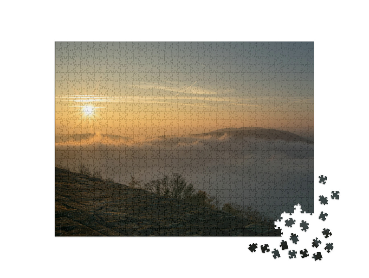 Inversion Weather At the German Lake Called Edersee with... Jigsaw Puzzle with 1000 pieces