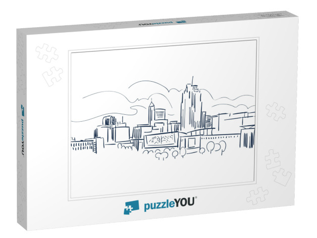 Raleigh North Karolina USA America Vector Sketch City Illu... Jigsaw Puzzle