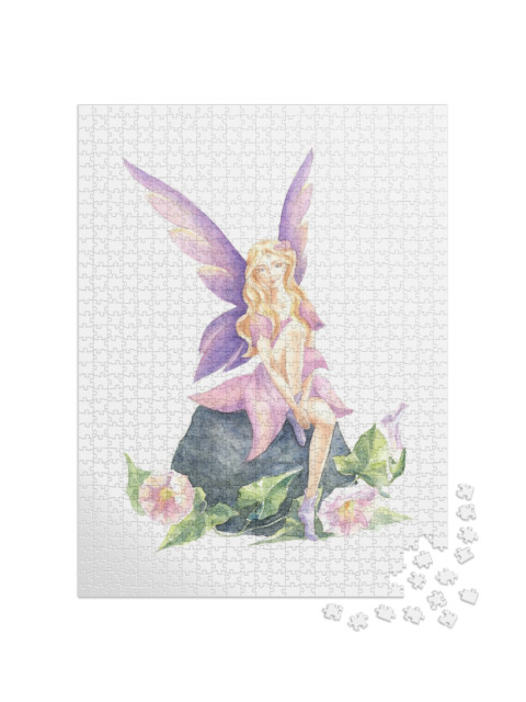 Watercolor Drawing of a Cute Fairy. Beautiful Fair... Jigsaw Puzzle with 1000 pieces