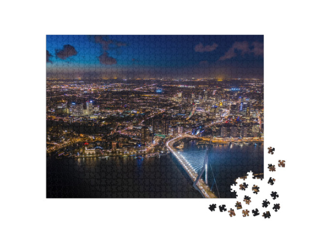 Night Cityscape of Rotterdam... Jigsaw Puzzle with 1000 pieces