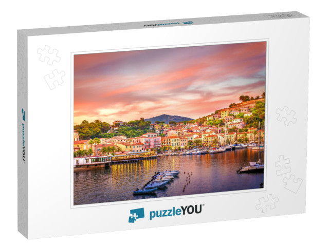 Harbor & Village Porto Azzurro At Sunset, Elba Islands, T... Jigsaw Puzzle