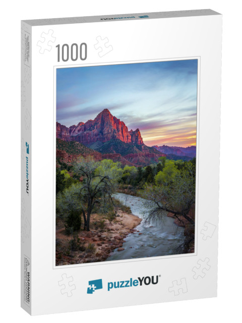 Zion Watchman & Virgin River At Sunset, Zion National Par... Jigsaw Puzzle with 1000 pieces