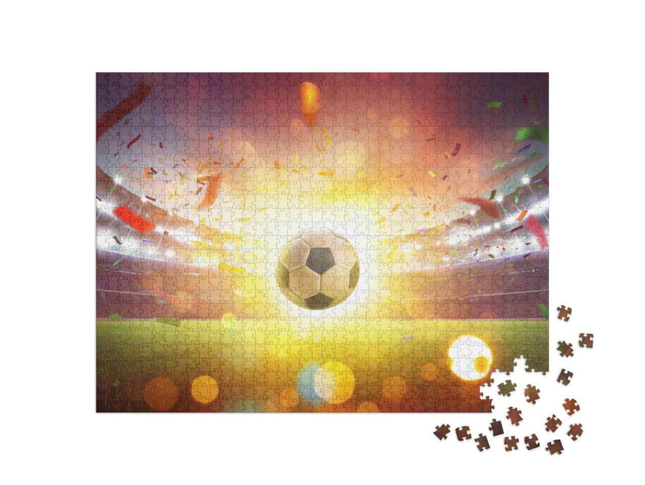 Floating Soccer Ball At the Football Stadium with Smoke &... Jigsaw Puzzle with 1000 pieces