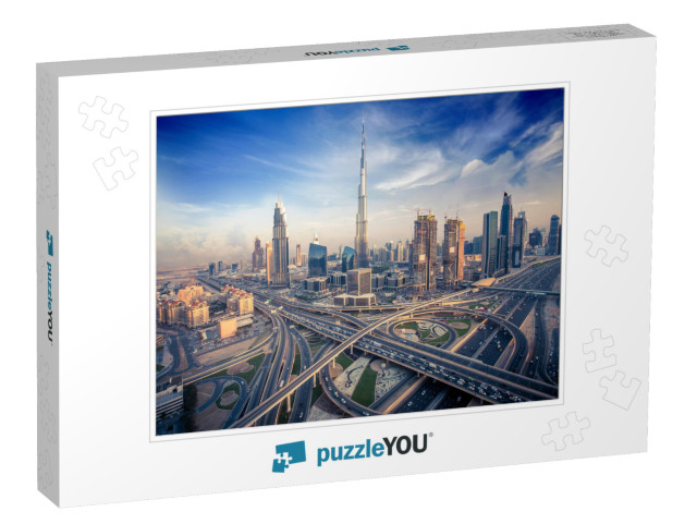 Dubai Skyline with Beautiful City Close to Its Busiest Hi... Jigsaw Puzzle