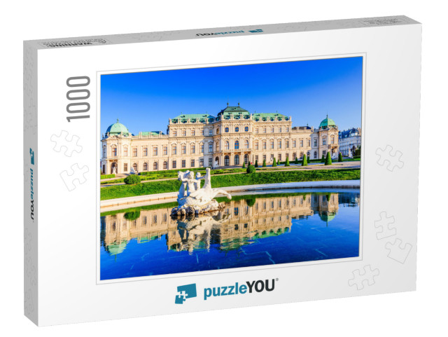 Vienna, Austria. Upper Belvedere Palace with Reflection i... Jigsaw Puzzle with 1000 pieces