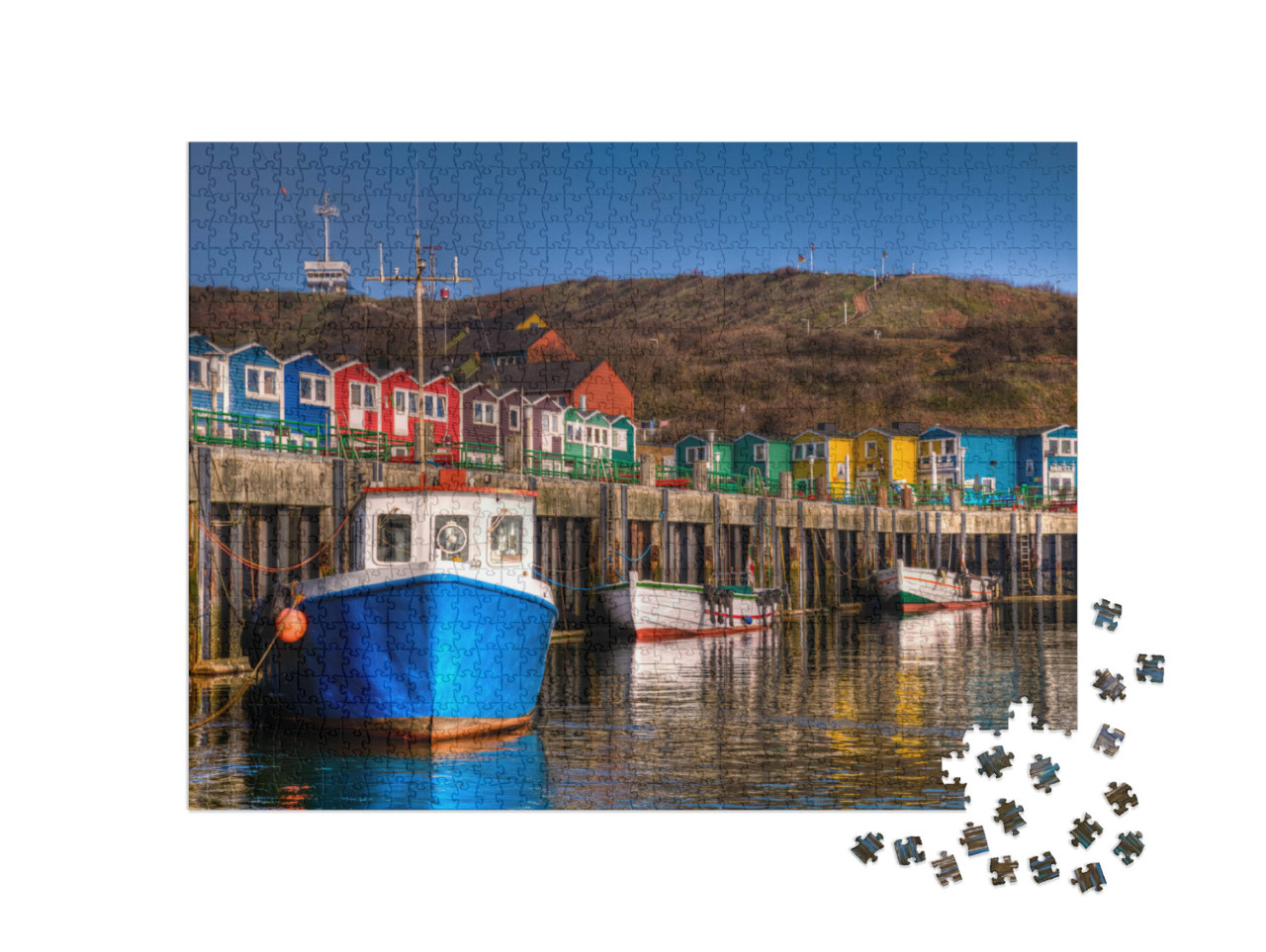 The Lobster Booths in the Port of the Island of Helgoland... Jigsaw Puzzle with 1000 pieces