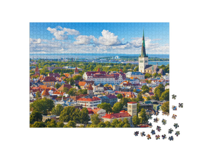 Scenic Summer Aerial Panorama of the Old Town in Tallinn... Jigsaw Puzzle with 1000 pieces