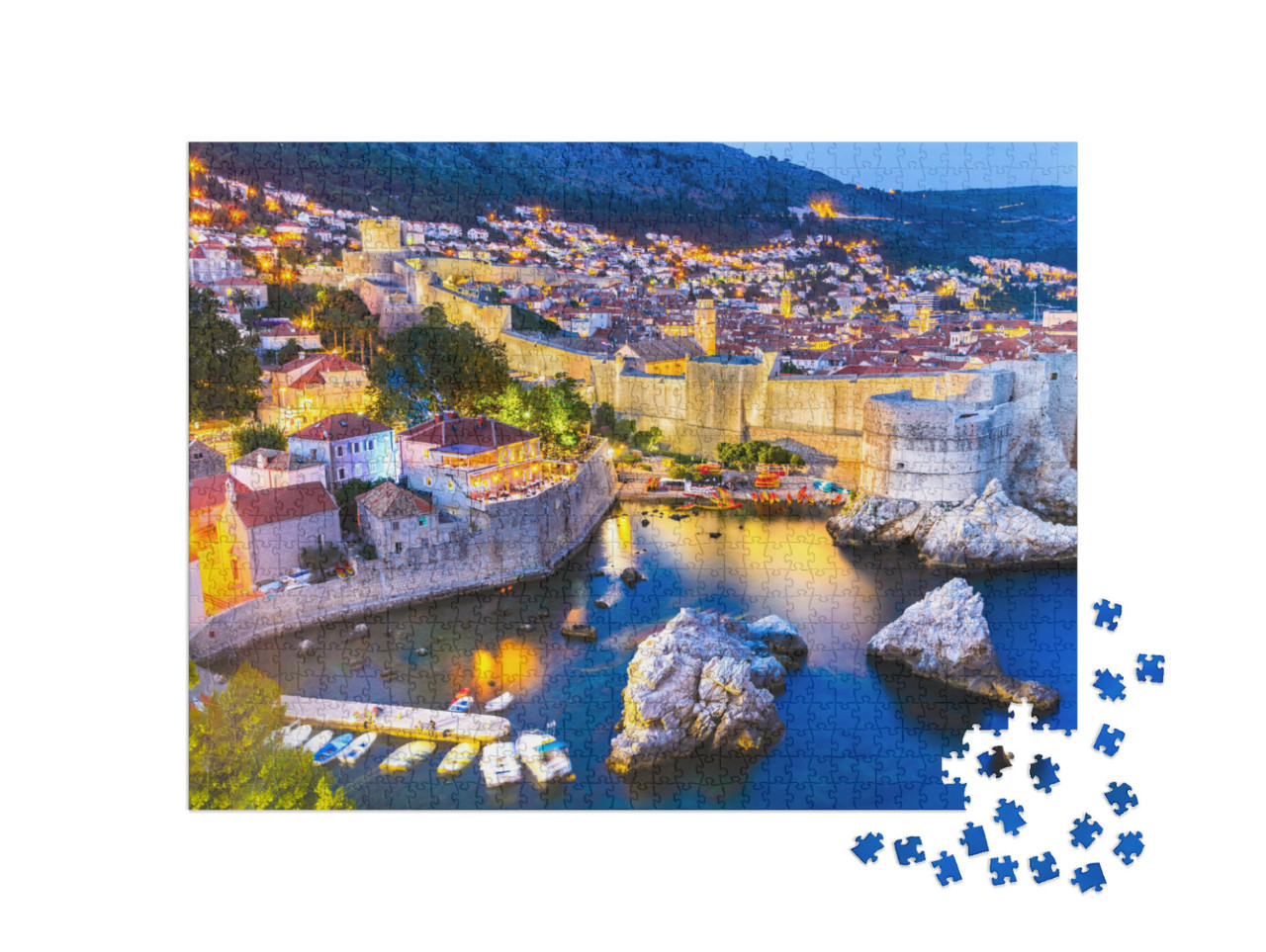 Dubrovnik, Croatia. Spectacular Twilight Picturesque View... Jigsaw Puzzle with 1000 pieces