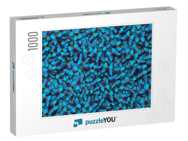 Blue Abstract Texture Background. Butterfly Morpho. Wings... Jigsaw Puzzle with 1000 pieces