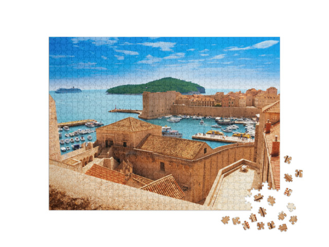 Port of Dubrovnik from the Old City Walls... Jigsaw Puzzle with 1000 pieces