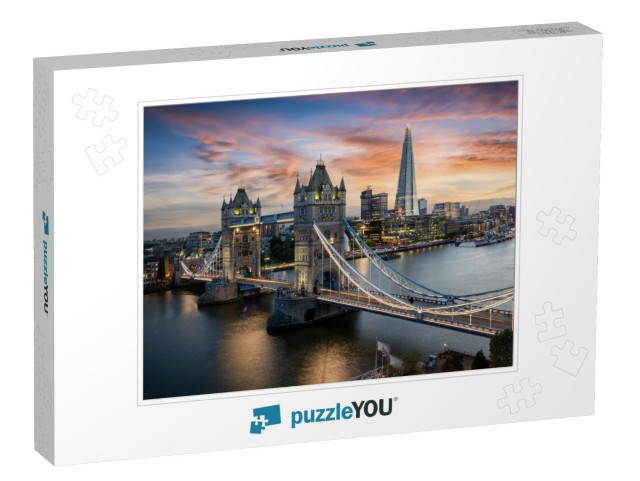 Aerial View to the Illuminated Tower Bridge & Skyline of... Jigsaw Puzzle