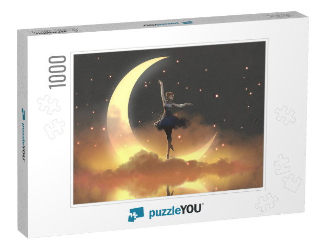 A Ballerina Dancing with Fireflies Against the Crescent M... Jigsaw Puzzle with 1000 pieces